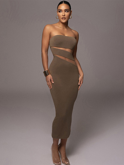 Hawthaw sieviešu modes apģērbi bez siksnām Bodycon Party Club Streetwear, melna vidēja izmēra kleita 2023. gada vasaras apģērbu vairumtirdzniecības preces biznesam