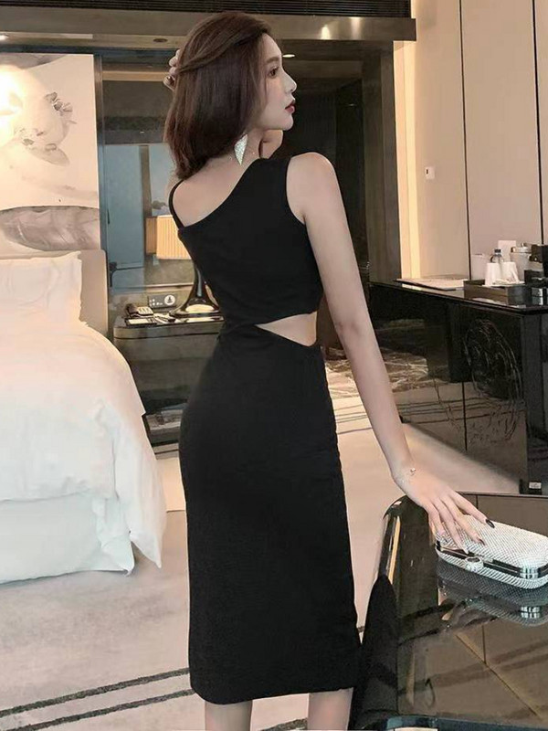 Szexi ruhák Női Oldalra vágott Elegáns Szabálytalan Vékony Party Nyári Ujjatlan Térdig Elegáns Alkalmi Vintage Ins Divat Vestidos