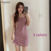 Sieviešu kleita bez piedurknēm, neliela vasaras, slaida, seksīga 3 krāsu, ziedu, retro stila sieviešu ielu apģērbi.