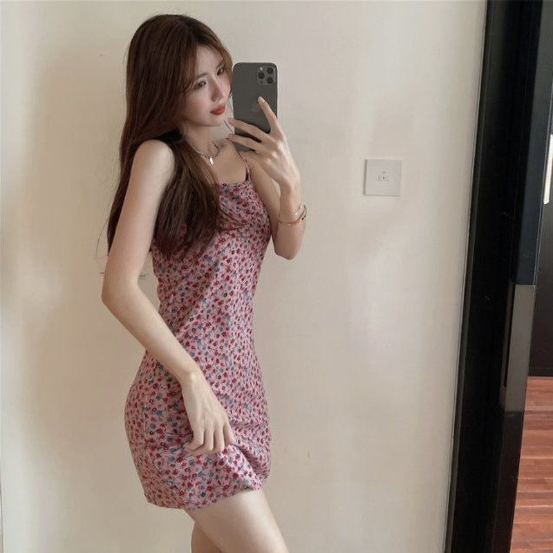 Sieviešu kleita bez piedurknēm, neliela vasaras, slaida, seksīga 3 krāsu, ziedu, retro stila sieviešu ielu apģērbi.