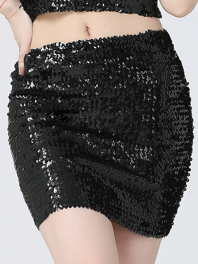 Női flitteres szoknya Csillogó, rugalmas Bodycon miniszoknyák Night Out Party Club viselet térd feletti ceruzaszoknya