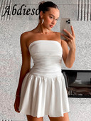 Abdieso 2023 pánt nélküli mini nyári alkalmi parti ruhák női strandruhák fehér divatos elegáns, ujjatlan rövid ruha