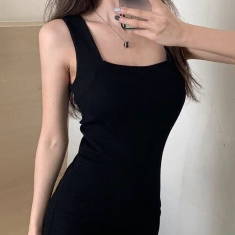 Ženske haljine bez leđa, vruće, elegantne, ležerne, modne, ljetne u korejskom stilu, ženske, seksi, četvrtastog ovratnika, jednostavne, jednobojne, udobne