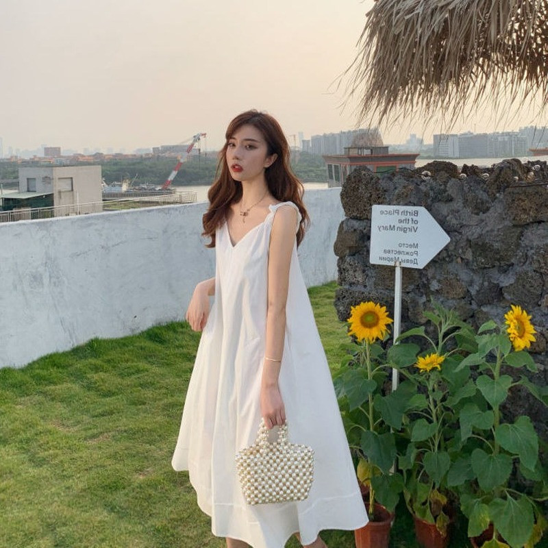 Sieviešu kleita, vasaras mode, vienkāršā, vienkāršā temperamenta Vestido brīvā laika pavadīšana brīvdienām korejiešu stilā, brīva, sieviete bez piedurknēm