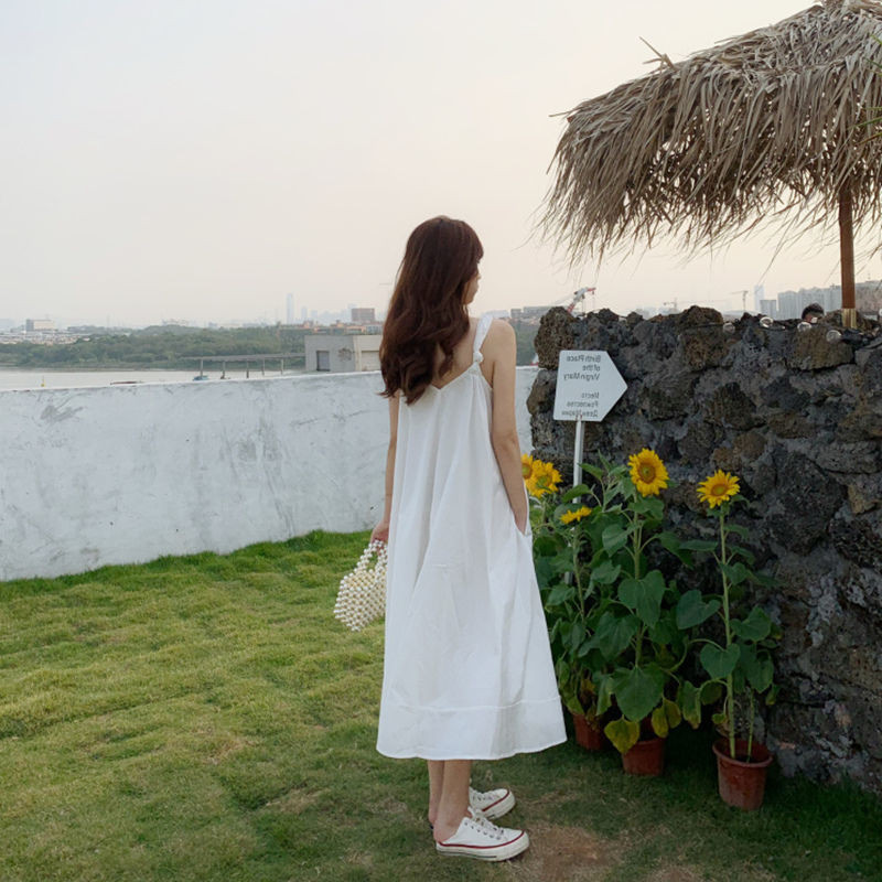 Sieviešu kleita, vasaras mode, vienkāršā, vienkāršā temperamenta Vestido brīvā laika pavadīšana brīvdienām korejiešu stilā, brīva, sieviete bez piedurknēm