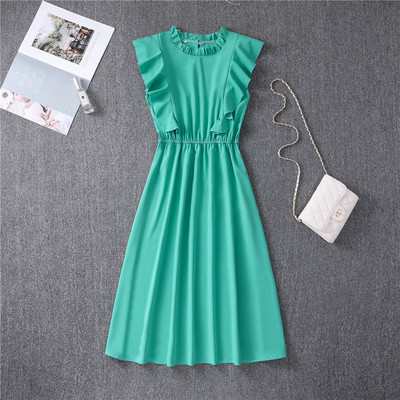 Naiste 2023. aasta suve kleit täpitrükiga šifoonist elegantne põlvede ja varrukateta varrukateta punane keskmise pikkusega moekleit naiste suve