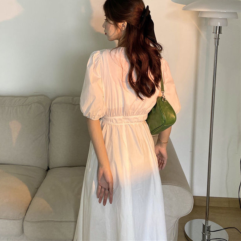 Rochie cu mânecă scurtă Femei Populare Încântătoare Elegantă Moda drăguță Îmbrăcăminte de vară Stil francez Nou Sosire Îmbrăcăminte de stradă Se potrivește pentru timpul liber