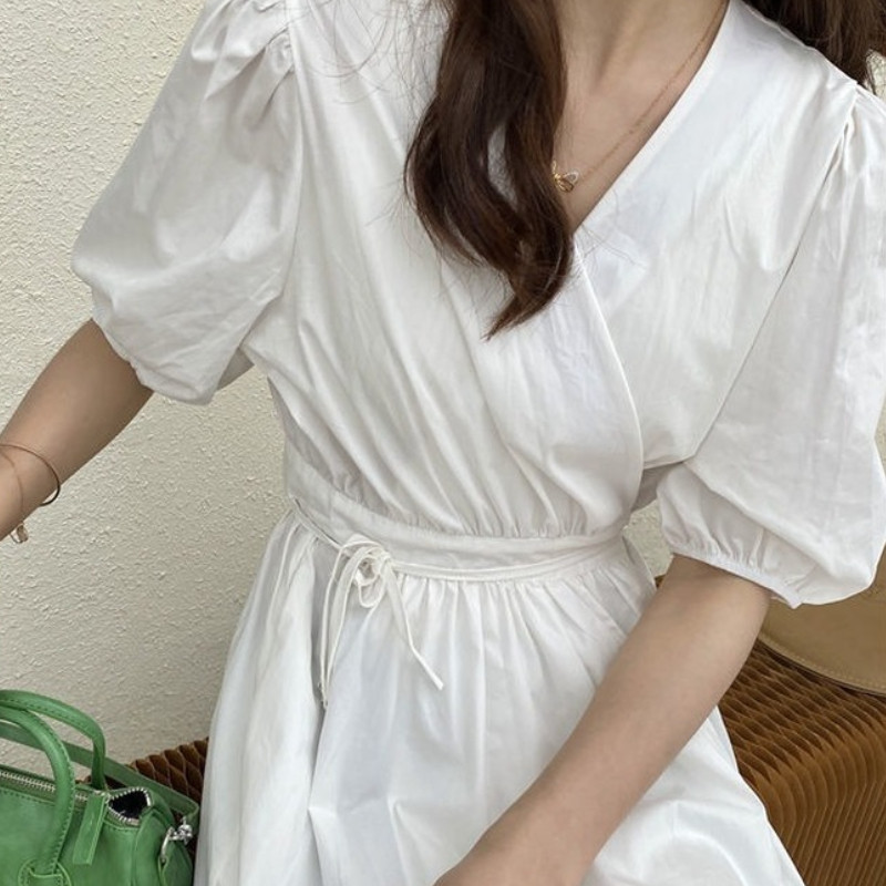 Rochie cu mânecă scurtă Femei Populare Încântătoare Elegantă Moda drăguță Îmbrăcăminte de vară Stil francez Nou Sosire Îmbrăcăminte de stradă Se potrivește pentru timpul liber