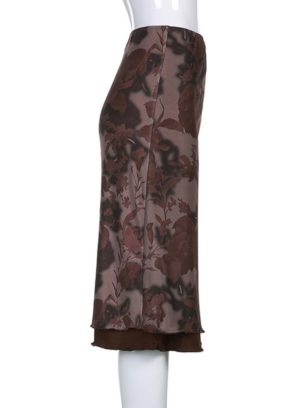 Harajuku Vintage egy vonalú midi szoknyák női gótikus grunge esztétikus nyári alacsony derekú szoknya virágmintás 90-es évek Y2K utcai viselet Faldas