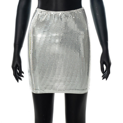 Divatos flitteres patchwork női party Clubwear Sliver mini szoknya Streetwear magas derekú elegáns Bodycon nyári női szoknya
