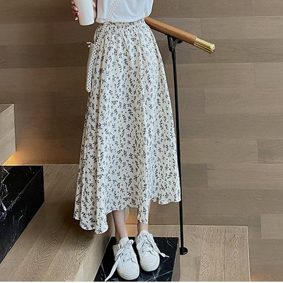 Szoknyák Női Nyári Gyengéd Új divat Elegáns Puha Virágos Szabadidő Napi Minden meccs Vintage Egyszerű Koreai Stílus Elegáns Édes Hölgy