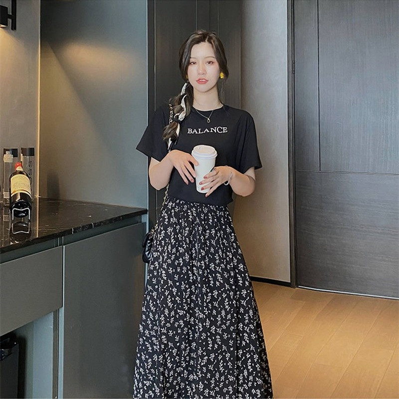 Szoknyák Női Nyári Gyengéd Új divat Elegáns Puha Virágos Szabadidő Napi Minden meccs Vintage Egyszerű Koreai Stílus Elegáns Édes Hölgy