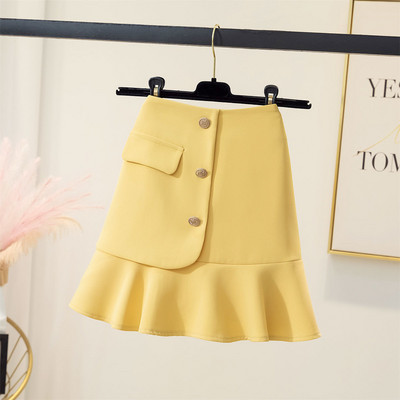 Szoknyák Női Nyári Fodrok Design A-vonalú Solid Empire Streetwear Egyszerű, 3 színű, All-match Basic Mini Юбка Женская Chic Női