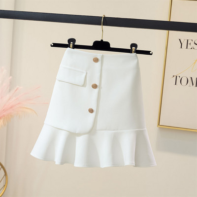 Szoknyák Női Nyári Fodrok Design A-vonalú Solid Empire Streetwear Egyszerű, 3 színű, All-match Basic Mini Юбка Женская Chic Női