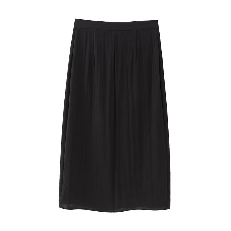 TARF izšuvumi gari svārki sievietēm melni ar augstu vidukli Midi svārki sievietēm vasaras ietīšana kroku svārki Sieviešu ielas apģērbs Retro svārki