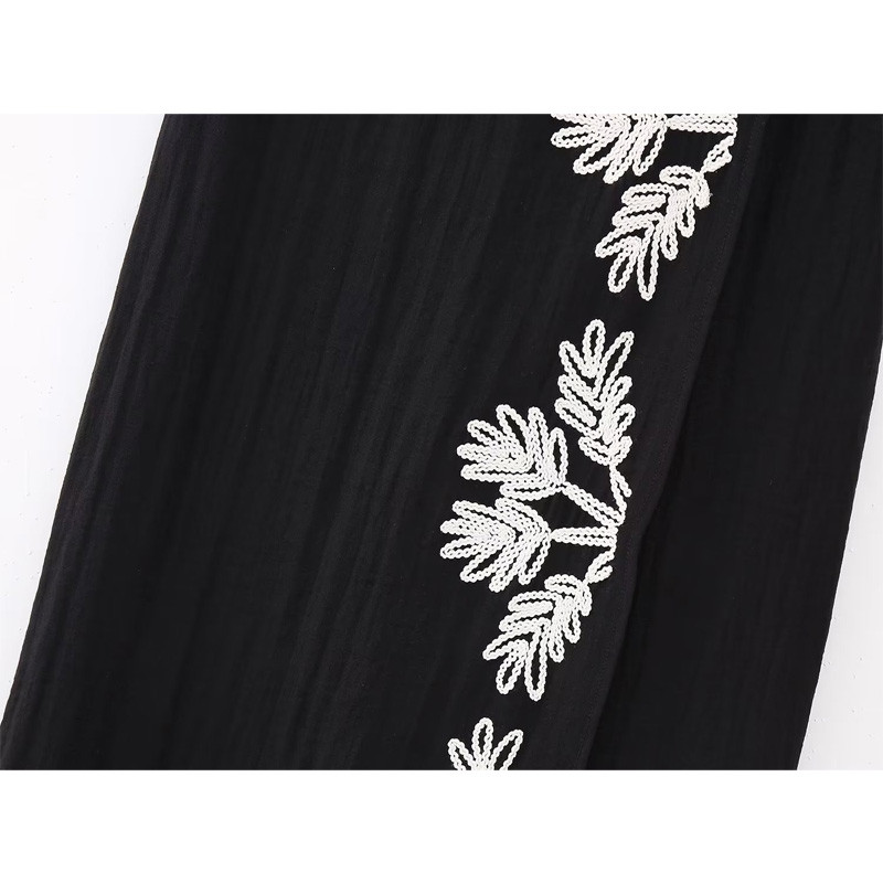 TARF izšuvumi gari svārki sievietēm melni ar augstu vidukli Midi svārki sievietēm vasaras ietīšana kroku svārki Sieviešu ielas apģērbs Retro svārki