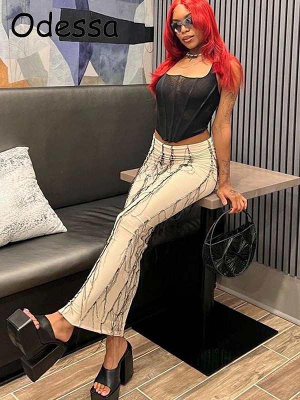 Odessa vékony, magas derekú hosszú szoknya nőknek Street Style megfordítható divatos maxi szoknyák 2022 csípő utcai női ruhák