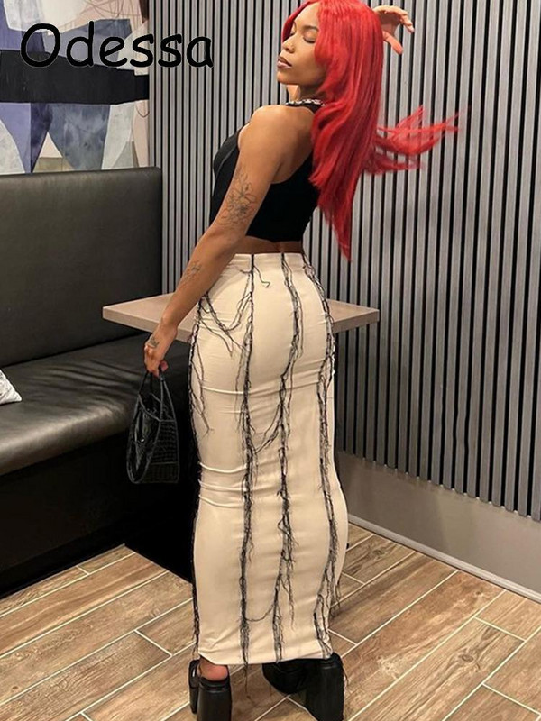 Odessa vékony, magas derekú hosszú szoknya nőknek Street Style megfordítható divatos maxi szoknyák 2022 csípő utcai női ruhák