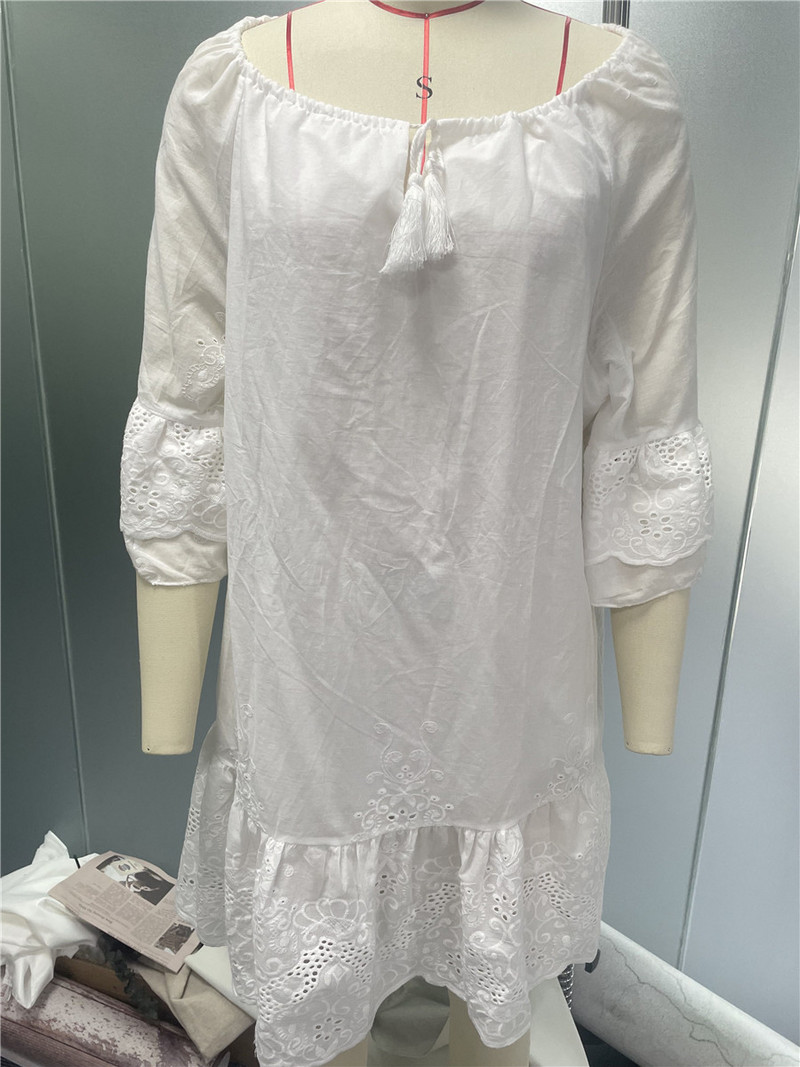 Balta mini kleita Sieviešu Boho pludmales kleita Sieviešu vasaras mežģīņu kleita Sieviešu brīva, eleganta mežģīņu kleita Vestido Mujer