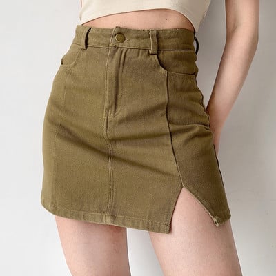 Naiste teksaseelikud Lühikesed suvised Solid Y2k Esteetiline lõhestatud Seksikas Kõrge Vöökoht Vintage Retro Korea mood Harajuku Miniriided