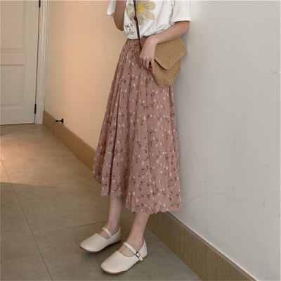 Fuste Femei Vară Floral Cozy Fete Timp liber Chic Talie înaltă Simplu Birou Damă Zilnic Vacanță Femei A-line Midi Versiune coreeană