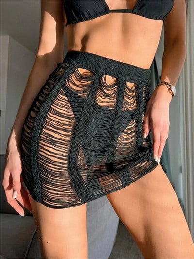hirigin See Through Beach Cover Up Κροσέ Φούστα παραλίας Γυναικείες φούντες Παραλία κάλυμμα μαγιό ups με κούφιο διχτυωτό κάλυμμα
