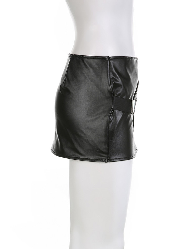 IAMSURE Sexy Solid Super Mini svārki ar zemu jostasvietu Y2K Slim Pu ādas taisni svārki sievietēm 2023 Vasaras modes sieviešu ielas apģērbs