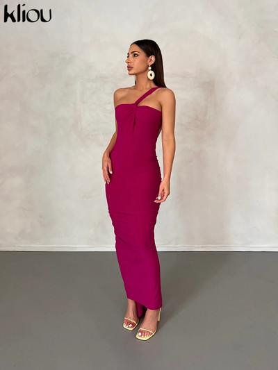 Kliou asimetriska kodolīga viengabalaina kleita sievietēm Eleganta no pleciem bez atzveltnēm, izliekts, šaurs halāts, sieviešu vakara apģērbs