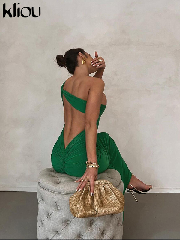 Kliou asimetriska kodolīga viengabalaina kleita sievietēm Eleganta no pleciem bez atzveltnēm, izliekts, šaurs halāts, sieviešu vakara apģērbs