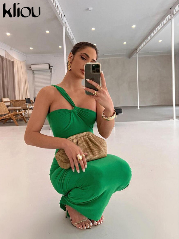 Kliou asimetriska kodolīga viengabalaina kleita sievietēm Eleganta no pleciem bez atzveltnēm, izliekts, šaurs halāts, sieviešu vakara apģērbs