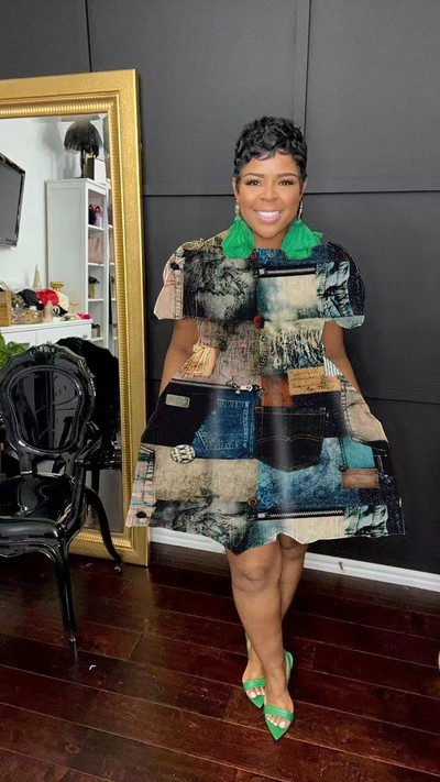 CM.YAYA Ženska puf haljina s kratkim rukavima i visokim strukom s printom, velika zaokretna haljina do koljena 2023. Chic Vestidos Seksi klupske haljine za zabave