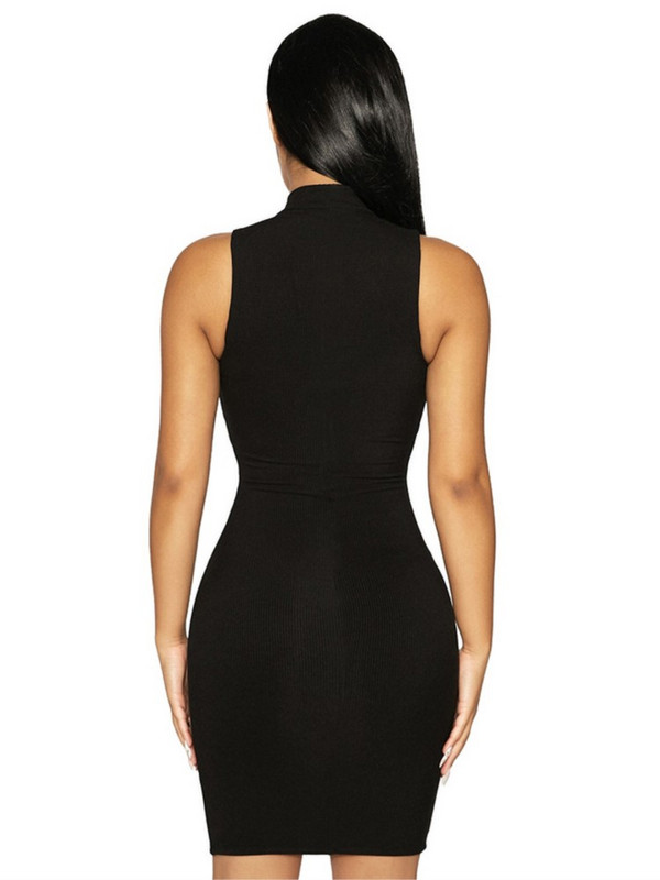 Casual O-kaelusega varrukateta soliidne silmkoeline kleit, õhuke veniv minibodycon Lihtne metsik kontorinaiste suvekleit naiste 2022