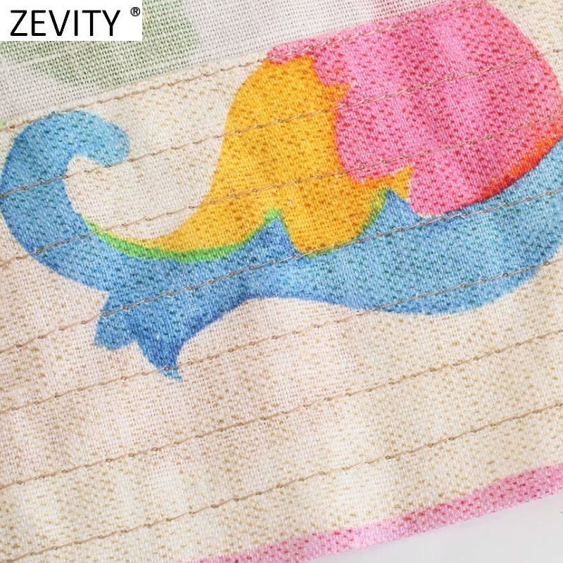 Zevity új női szexi V nyakú virágos nyomtatott oldal hasított vászon kimonó midi ruha, női elegáns derék kivágású csomózott Vestido DS8761