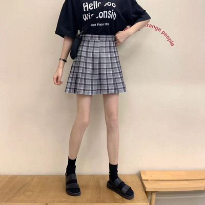 Női magas derekú Y2k nyári japán iskolai ruhák kockás rakott szoknya Diák Cosplay Anime Mini Jk egyenruha Rövid szoknyák