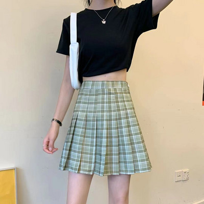 Női magas derekú Y2k nyári japán iskolai ruhák kockás rakott szoknya Diák Cosplay Anime Mini Jk egyenruha Rövid szoknyák