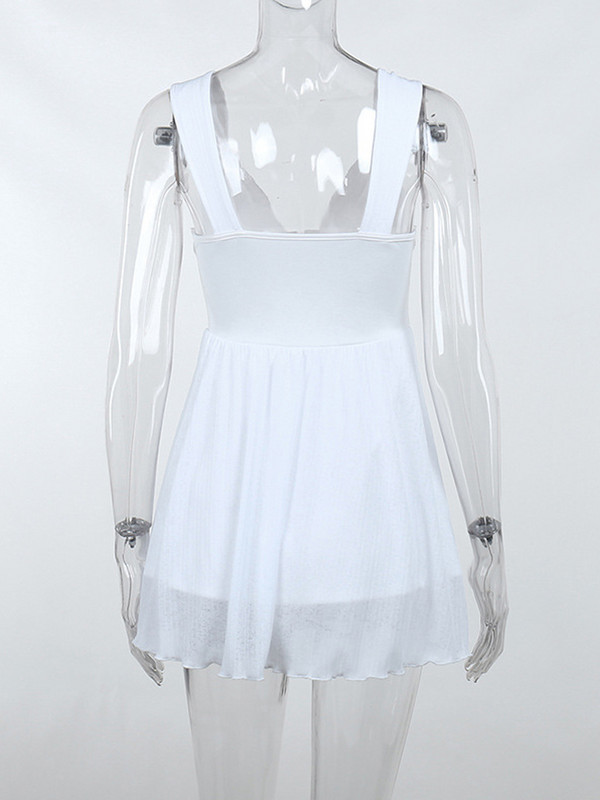 Avrilyaan fehér V nyakú, hát nélküli szexi ruha női 2323 kötés fodros redőzött mini nyári ruha Elegáns alkalmi ruhák Vestidos