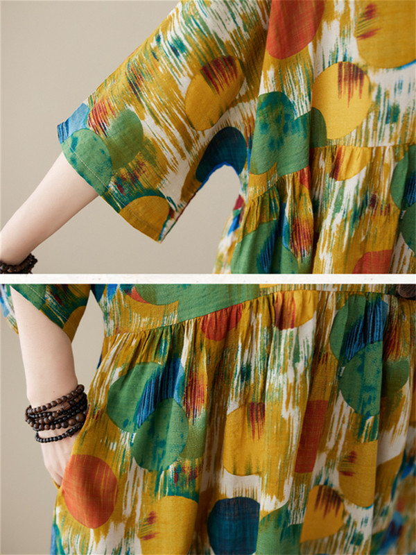 Liela izmēra vasaras sieviešu ikdienas brīva punktveida kleita Korejas jauna sieviešu kleita, liela izmēra A-lina pulovera garās kleitas