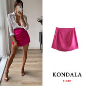 KONDALA Za Chic rózsaszín szexi mini szoknyák női selyem egyenes magas derekú utcai ruházat szoknyák divat 2021 Fladas Mujer