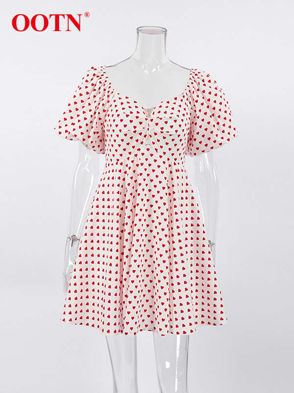 OOTN Seksuali Suknelė Neiš Pečių Spausdinti Moteriška Vasarinė Suknelė Trumpomis Rankovėmis Vakarėliui Madinga Slim Mini A Line Suknelė Užtrauktukas 2023 Nauja