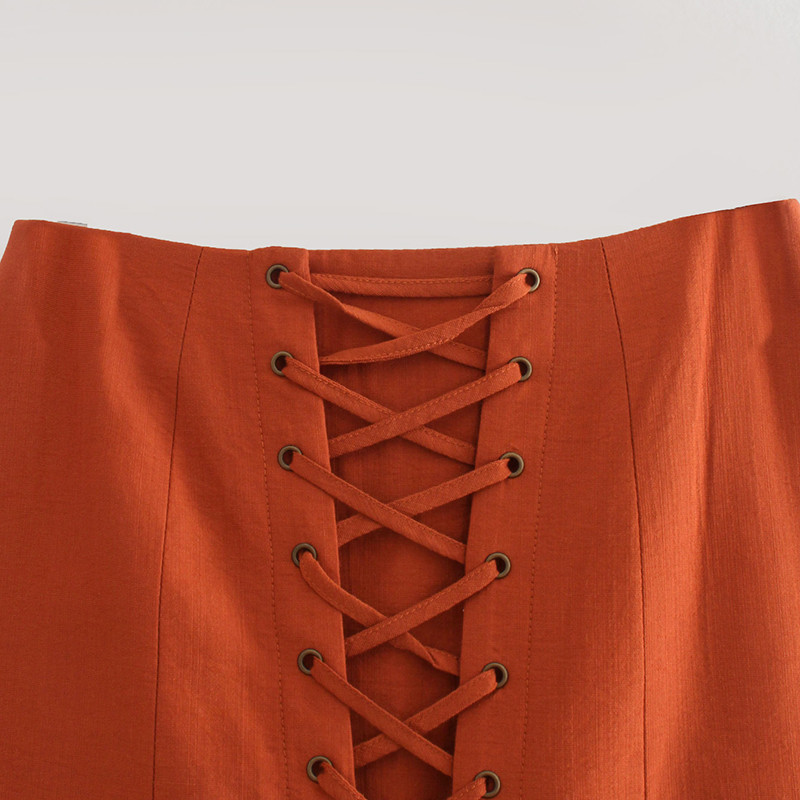 KONDALA Ženske šik smeđe seksi suknje s plaštom na vezanje visokog struka Seksi mini suknje Elegantne Mujer Faldas