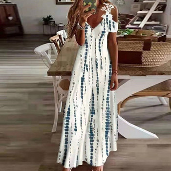 Φορέματα για γυναίκες 2023 Summer Beach Plus Size Printing Lace Sling V Neck Loose Maxi Φόρεμα Φτηνά casual γυναικεία φορέματα vestidos