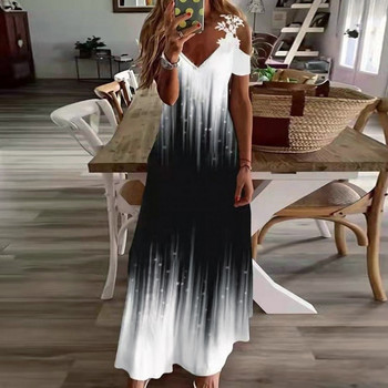 Φορέματα για γυναίκες 2023 Summer Beach Plus Size Printing Lace Sling V Neck Loose Maxi Φόρεμα Φτηνά casual γυναικεία φορέματα vestidos