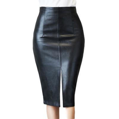 CM.YAYA Ženske suknje od umjetne kože visokog struka Noćni klub Street Vintage Bodycon Midi suknje s prorezima na gumbe Suknja za zabave 2022.