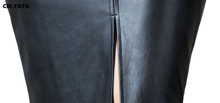 CM.YAYA Ženske suknje od umjetne kože visokog struka Noćni klub Street Vintage Bodycon Midi suknje s prorezima na gumbe Suknja za zabave 2022.