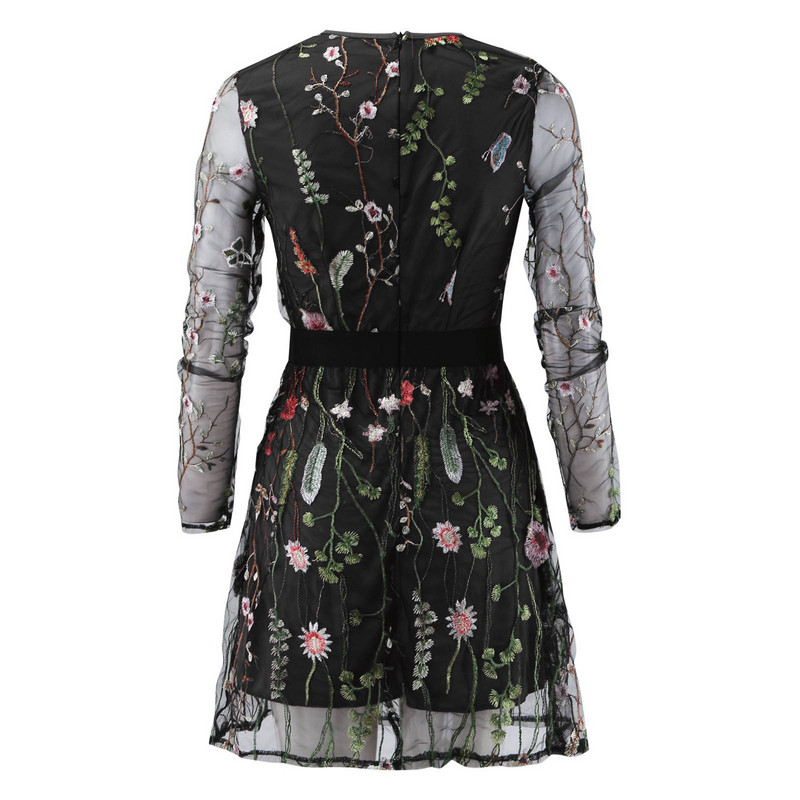 Nagy méretű mini ruha koktél estélyi buliruhák virágos hímzett partiruha csipkehálós duplarétegű mini ruha köntös női