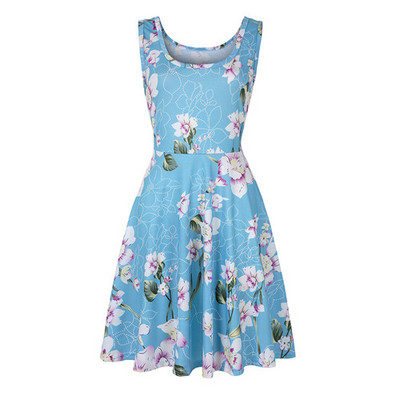 Strandruha nyári női 2019 szexi ujjatlan virágmintás Femme elegáns vintage rakott ruhák Boho alkalmi parti ruha Vestido