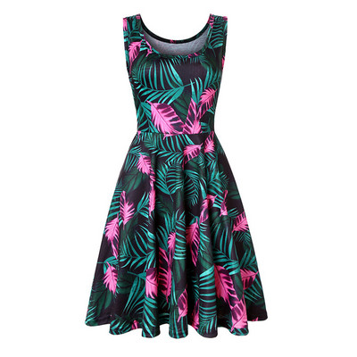 Strandruha nyári női 2019 szexi ujjatlan virágmintás Femme elegáns vintage rakott ruhák Boho alkalmi parti ruha Vestido