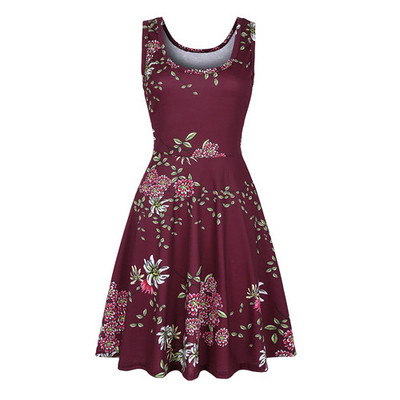 Strandruha nyári női 2019 szexi ujjatlan virágmintás Femme elegáns vintage rakott ruhák Boho alkalmi parti ruha Vestido