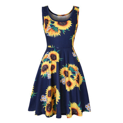 Strandruha nyári női 2019 szexi ujjatlan virágmintás Femme elegáns vintage rakott ruhák Boho alkalmi parti ruha Vestido