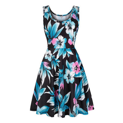 Strandruha nyári női 2019 szexi ujjatlan virágmintás Femme elegáns vintage rakott ruhák Boho alkalmi parti ruha Vestido